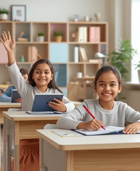 Students raising their hands