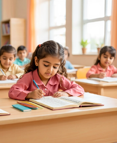 Student writing in notebook