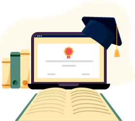 Online graduation certificate illustration